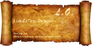 Lukács Ormos névjegykártya